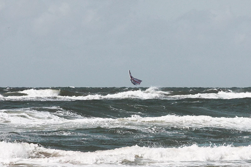 Windsurfing jumping in Vejers Strand Denmark