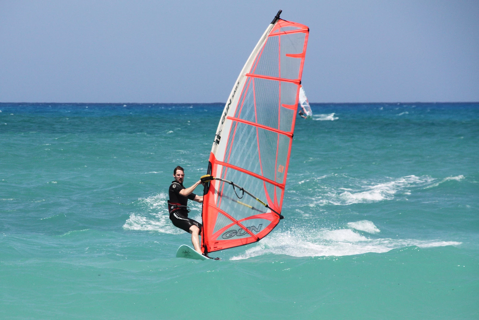 Windsurfer auf Fuerteventura, schnelle Wende